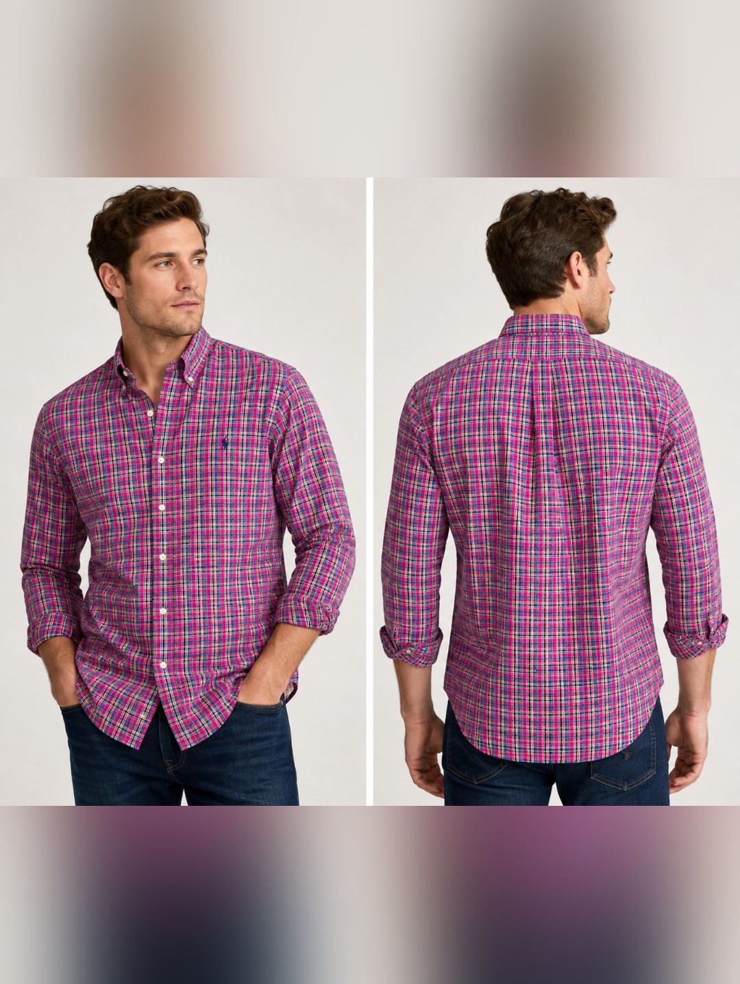 Ralph Lauren Pink Plaid Button Front Shirt Xl